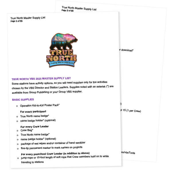 True North VBS Master Supply List