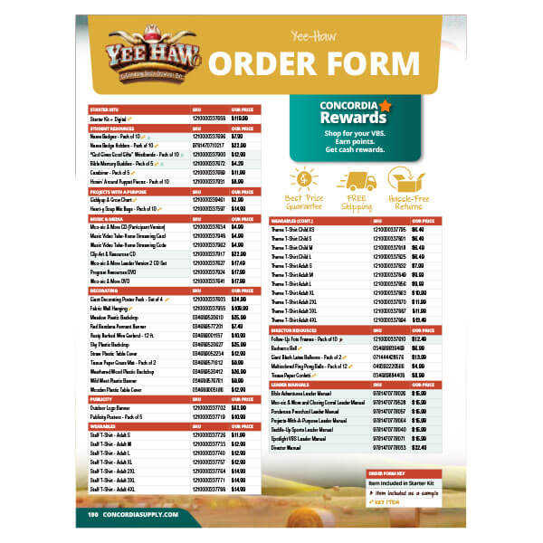 Yee-Haw VBS Printable Order Form